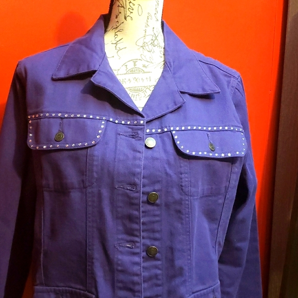 real comfort By Chadwick's Vintage Jean Jacket with Embellished Crystals - Picture 2 of 7